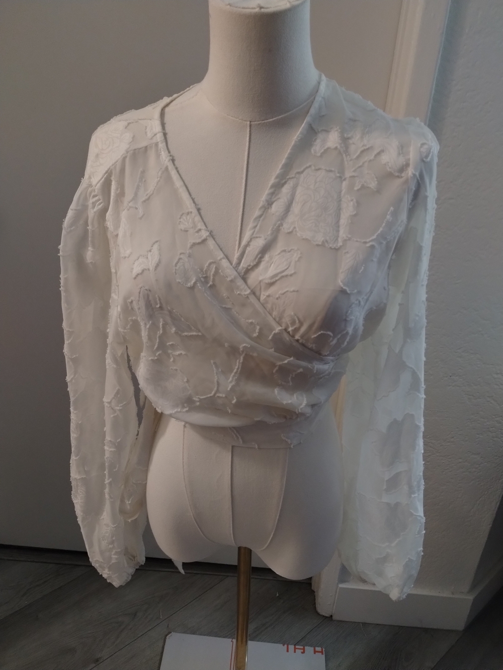 Cupshe Ivory Textured Wrap Blouse